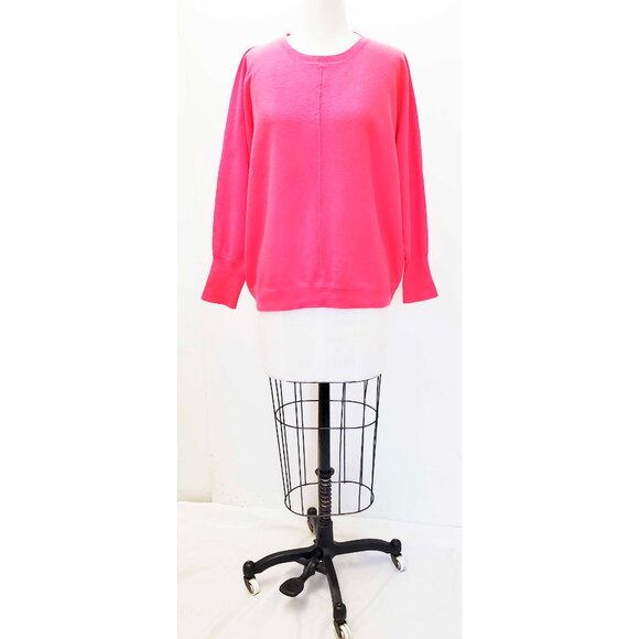 J. Crew Womens 100% Italian Cashmere Crew Neck Batwing Sweater Vivid Pink XL - Picture 10 of 10